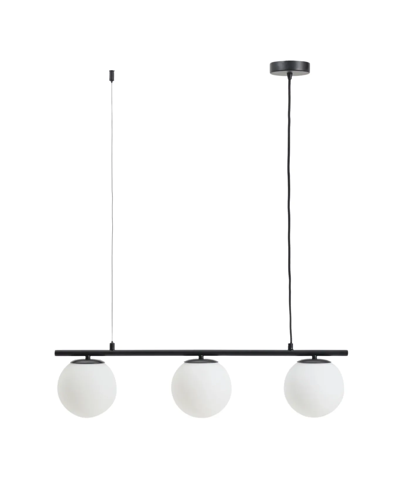 Kave Home Plafondlamp Brisia Metaal Zwart Glas Ø15cm 3 Bollen