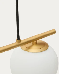 Kave Home Plafondlamp Brisia Metaal Messing Glas Ø15cm 3 Bollen
