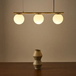 Kave Home Plafondlamp Brisia Metaal Messing Glas Ø15cm 3 Bollen