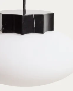 Kave Home Plafondlamp Idela Glas Marmer Zwart Ø26cm