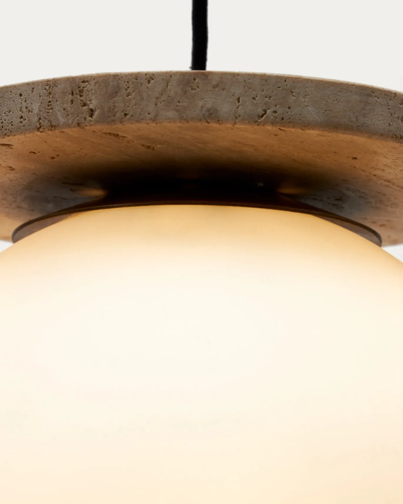 Kave Home Plafondlamp Malachi Glas en Travertijnsteen