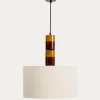 Kave Home Plafondlamp Mavran Bruin en Mosterdgeel Keramiek en Katoen