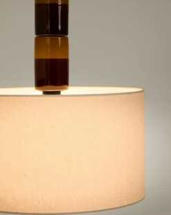 Kave Home Plafondlamp Mavran Bruin en Mosterdgeel Keramiek en Katoen