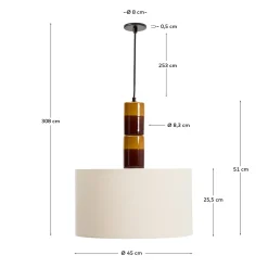 Kave Home Plafondlamp Mavran Bruin en Mosterdgeel Keramiek en Katoen