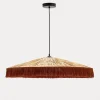 Kave Home Plafondlamp Pollensa Raffia Terracotta Franjes Ø75cm