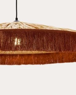 Kave Home Plafondlamp Pollensa Raffia Terracotta Franjes Ø75cm
