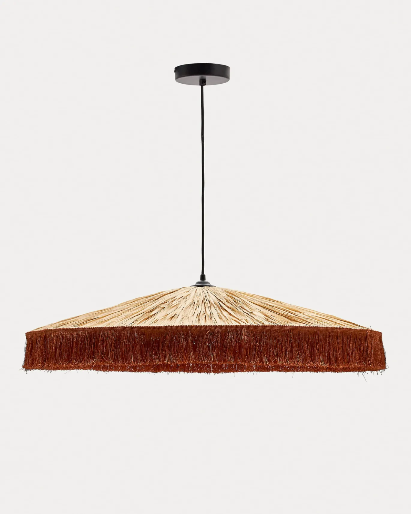 Kave Home Plafondlamp Pollensa Raffia Terracotta Franjes Ø75cm