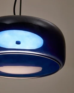 Kave Home Plafondlamp Reig Blauw Glas Ø38cm