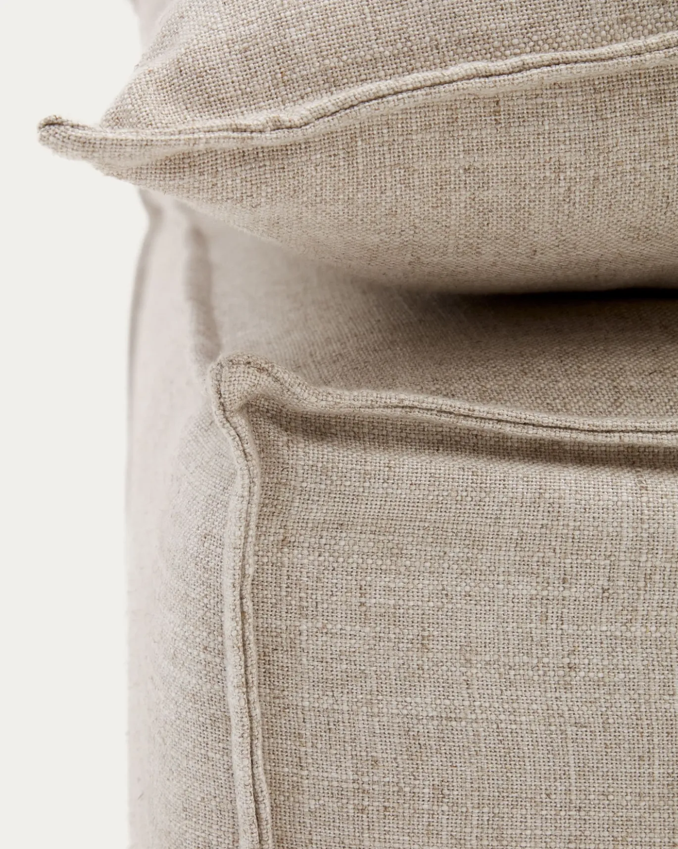 Kave Home Poef Anarela Beige Linnen Kussen 80x80cm
