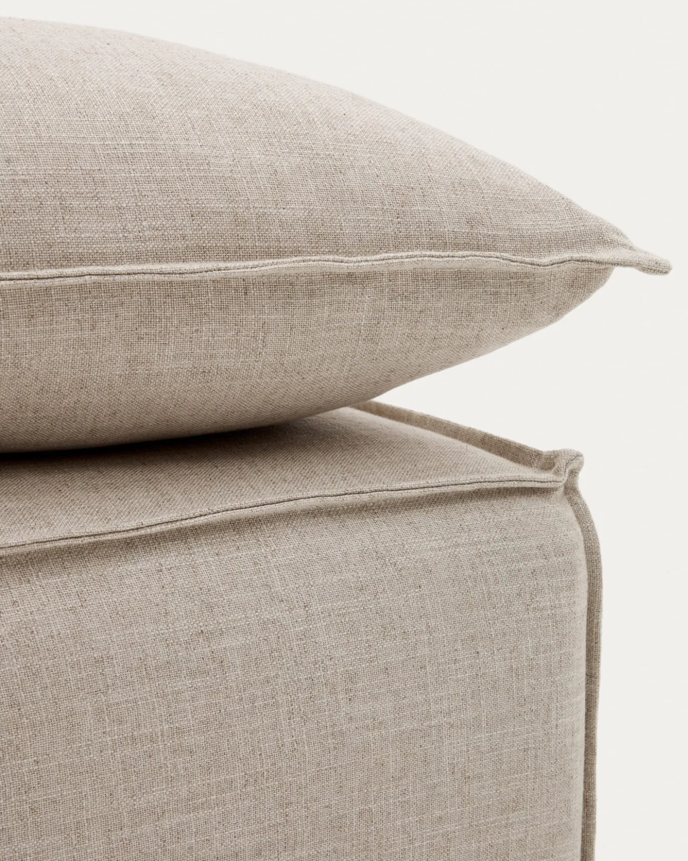 Kave Home Poef Anarela Beige Linnen Kussen 80x80cm