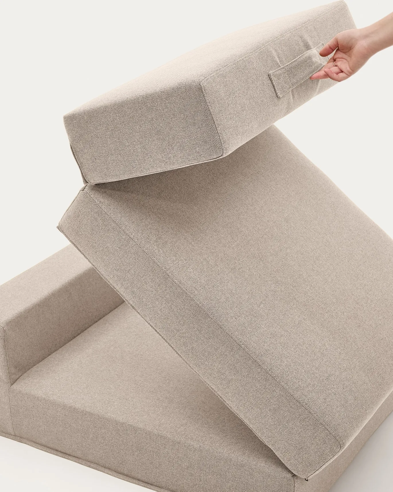 Kave Home Poefbed Arty Stof Beige 70x89 (200)cm