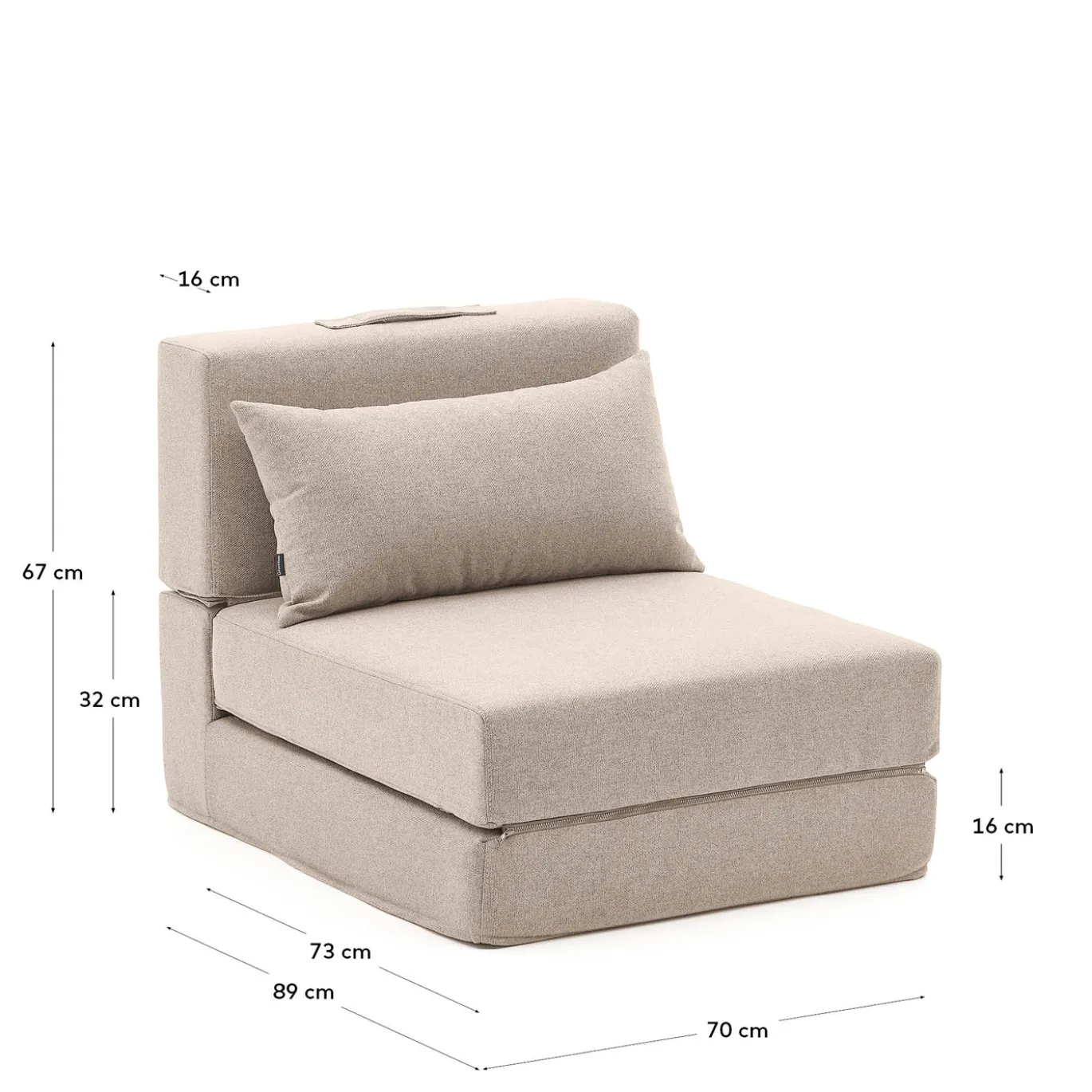 Kave Home Poefbed Arty Stof Beige 70x89 (200)cm
