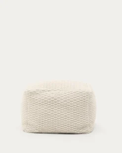 Kave Home Poef Mascarell Katoen En Polyester Wit 60x60cm