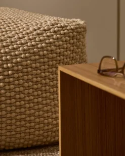Kave Home Poef Mascarell Katoen En Polyester Wit 60x60cm