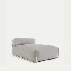 Kave Home Poef Square Lichtgrijs en Rugleuning Wit 165x101cm