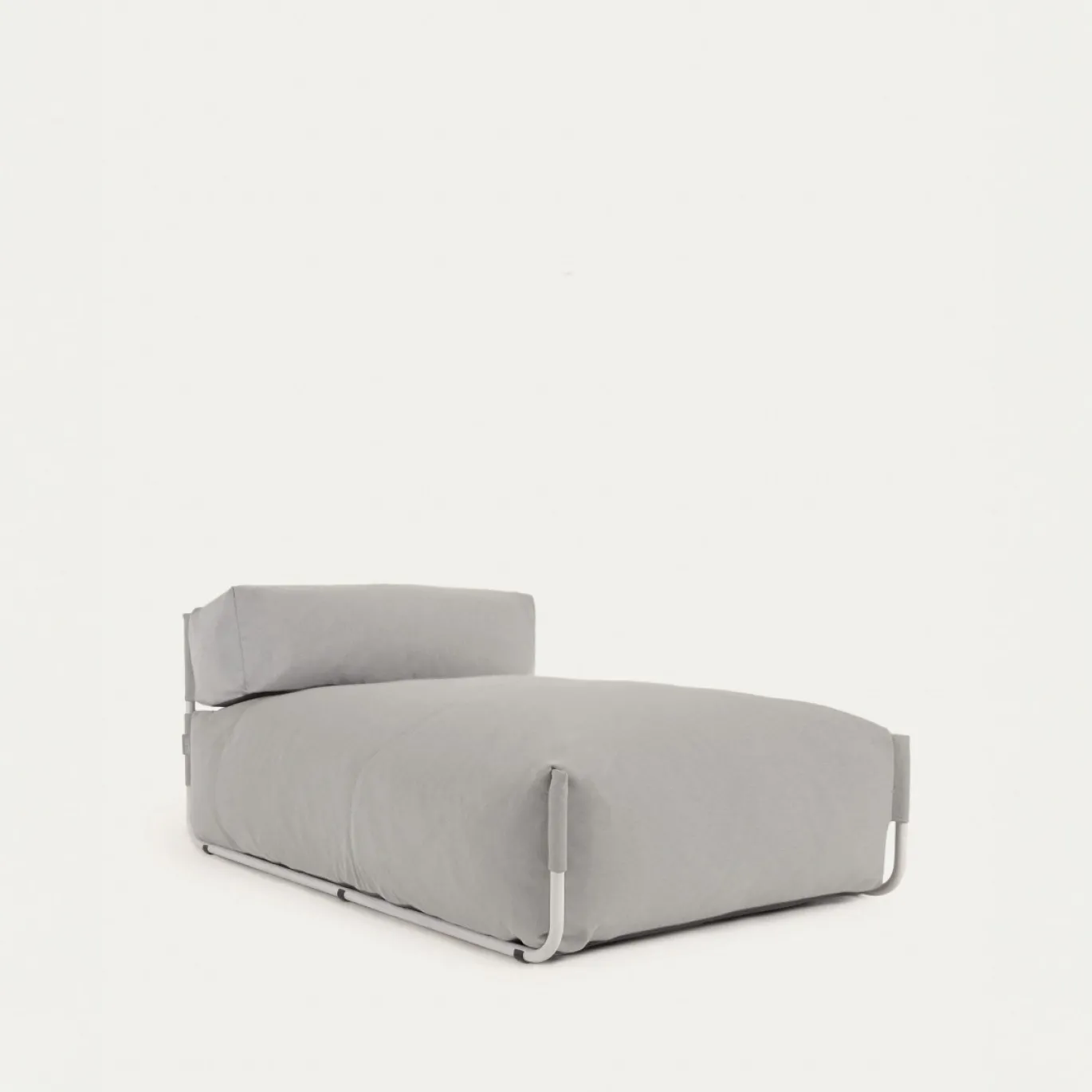 Kave Home Poef Square Lichtgrijs en Rugleuning Wit 165x101cm