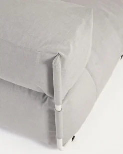 Kave Home Poef Square Lichtgrijs en Rugleuning Wit 165x101cm