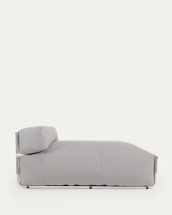Kave Home Poef Square Lichtgrijs en Rugleuning Wit 165x101cm
