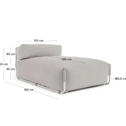 Kave Home Poef Square Lichtgrijs en Rugleuning Wit 165x101cm
