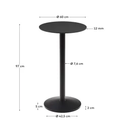 Kave Home Ronde Bistrotafel Esilda Zwart Hoog Ø60x96cm