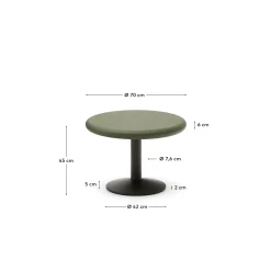 Kave Home Ronde Buitentafel Esilda Groen Cement Ø70cm Met Onderstel Ø42x45cm