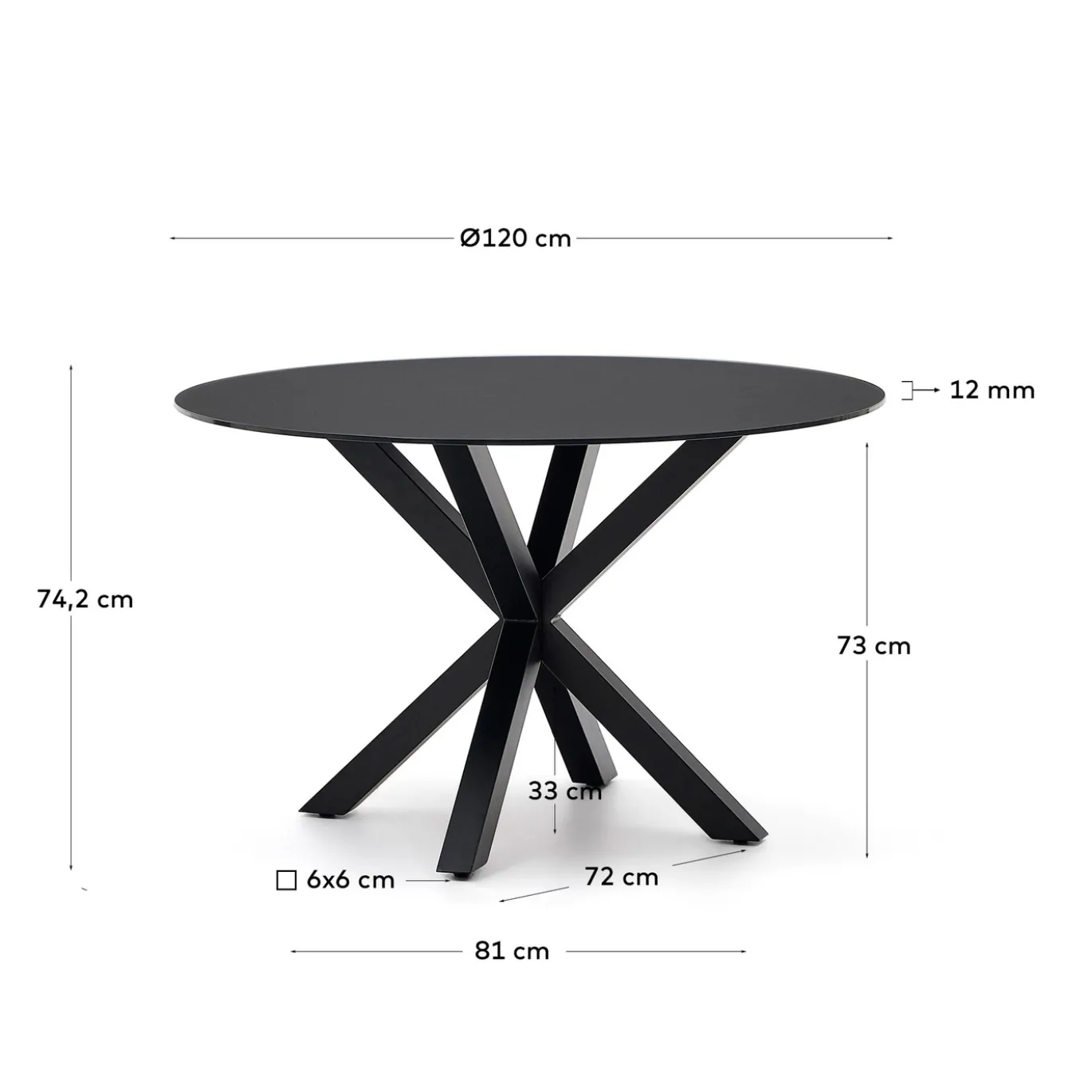 Kave Home Ronde Glazen Tafel Argo Zwart Ø120cm