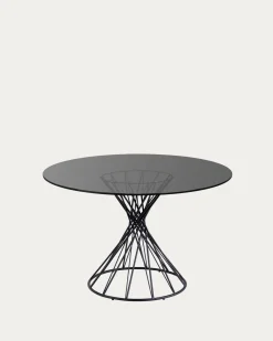 Kave Home Ronde Glazen Tafel Niut Zwart Ø120cm