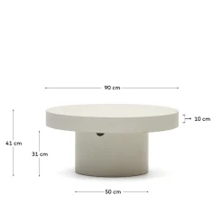 Kave Home Ronde Salontafel Aiguablava Wit Cement Ø90cm