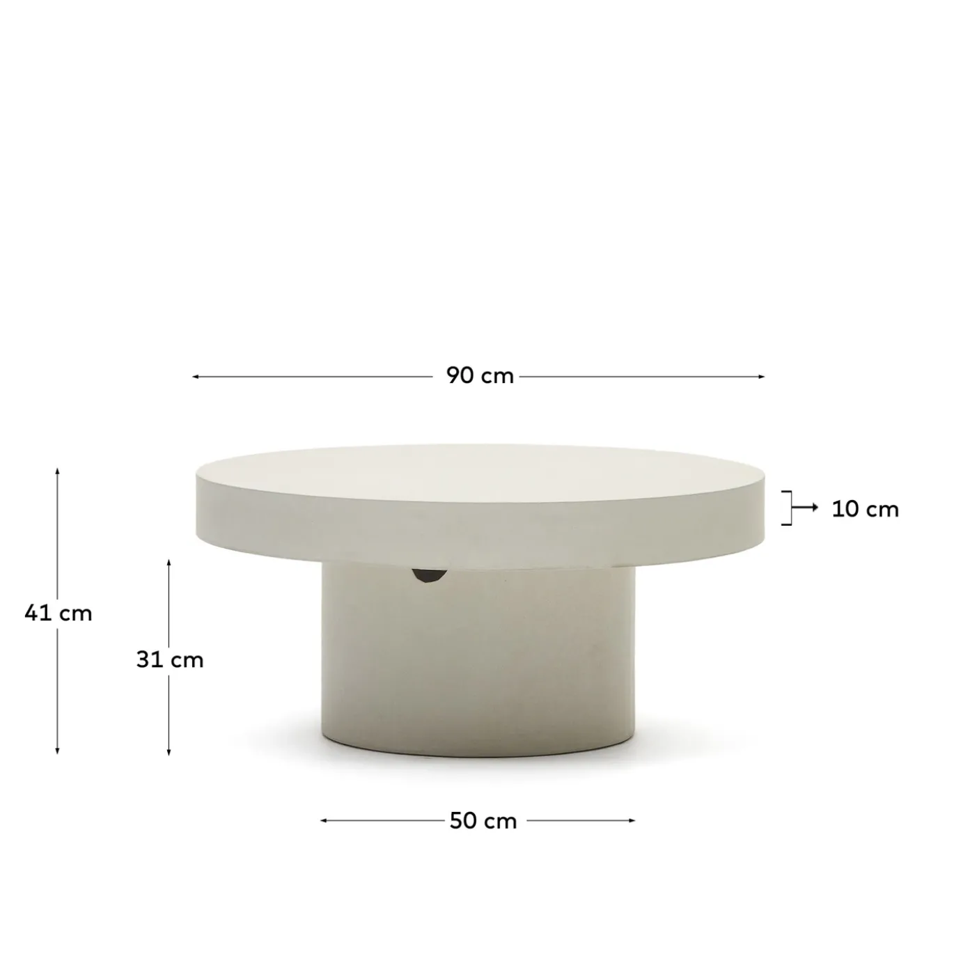 Kave Home Ronde Salontafel Aiguablava Wit Cement Ø90cm