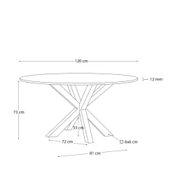Kave Home Ronde Tafel Argo Matzwart Glas Houteffect Ø120cm