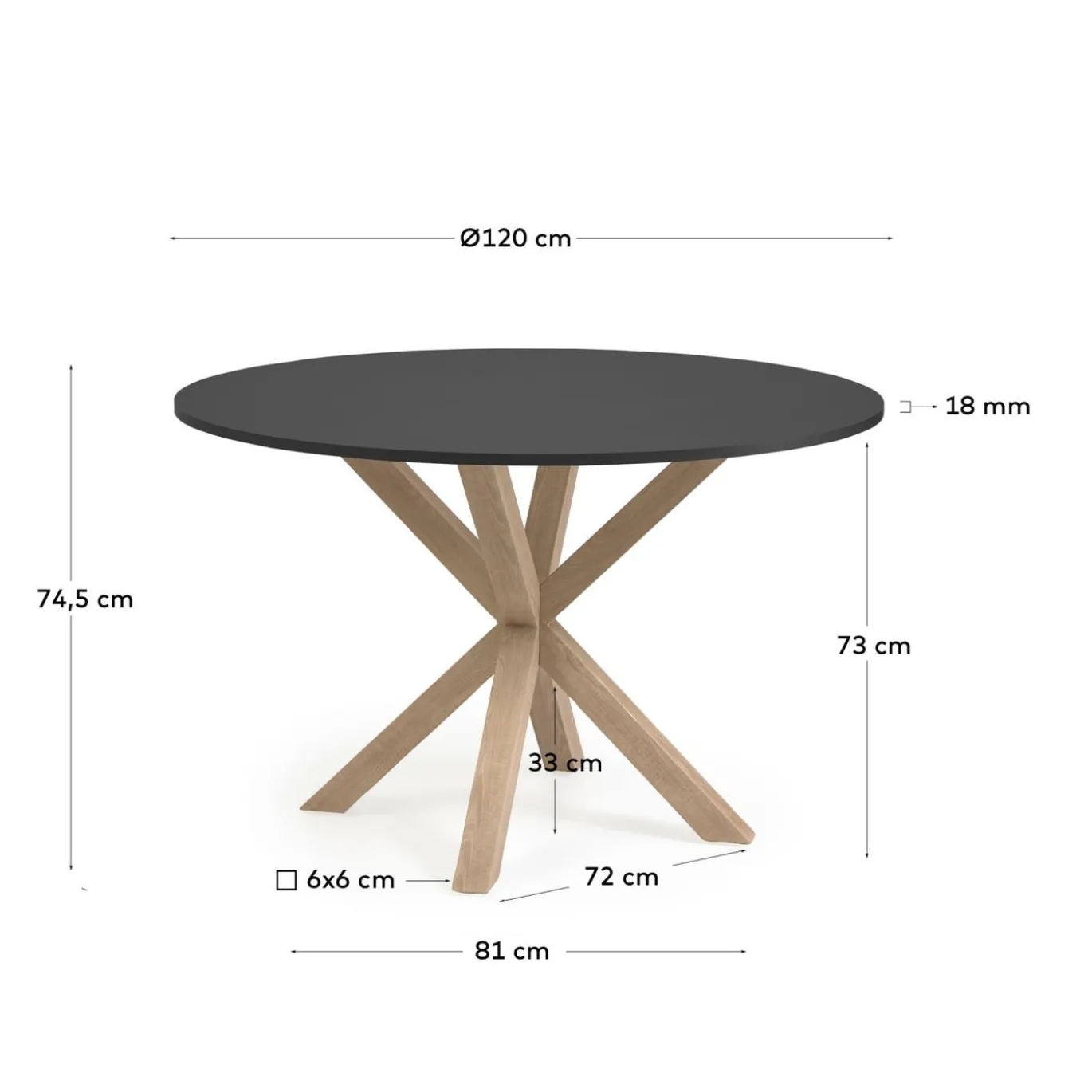 Kave Home Ronde Tafel Argo Zwartgelakt Mdf Houteffect Ø120cm