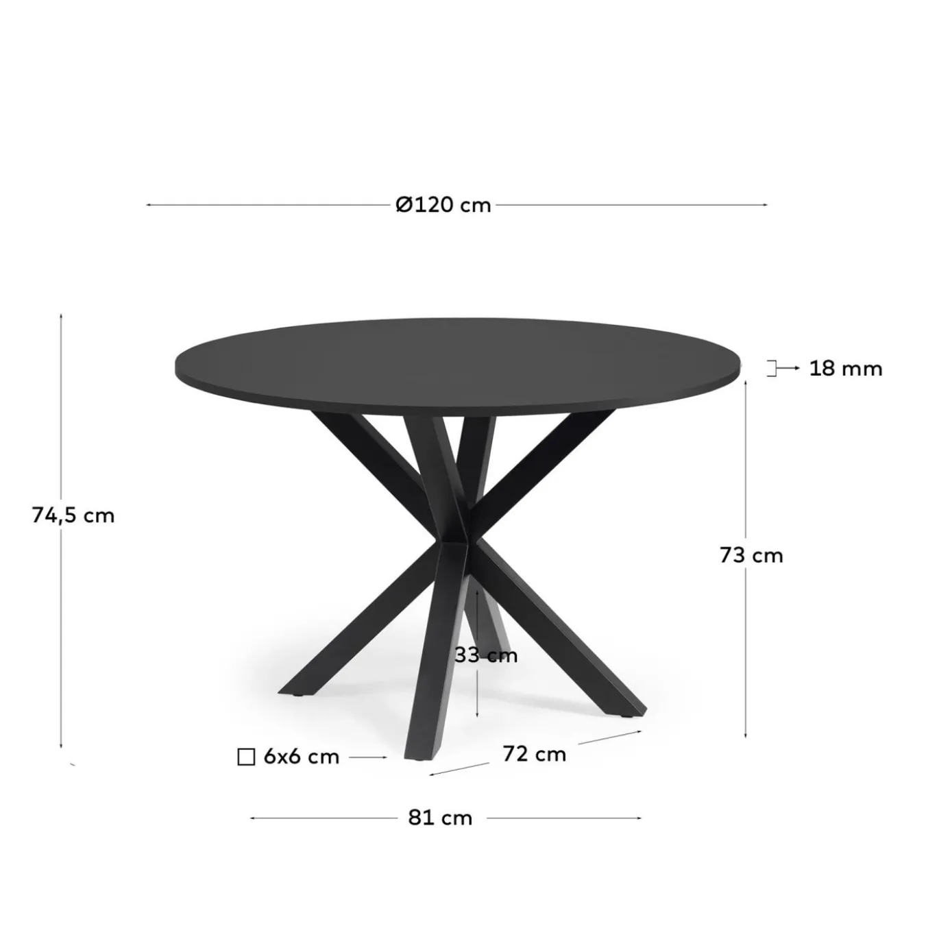 Kave Home Ronde Tafel Argo Zwartgelakt Mdf Ø120cm