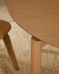 Kave Home Ronde Tafel Indara Essenhoutfineer en Rubberhout Ø110cm