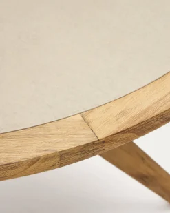 Kave Home Ronde Tafel Julieta Beige Polybeton En Acaciahout Ø120cm
