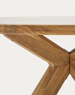 Kave Home Ronde Tafel Julieta Beige Polybeton En Acaciahout Ø120cm
