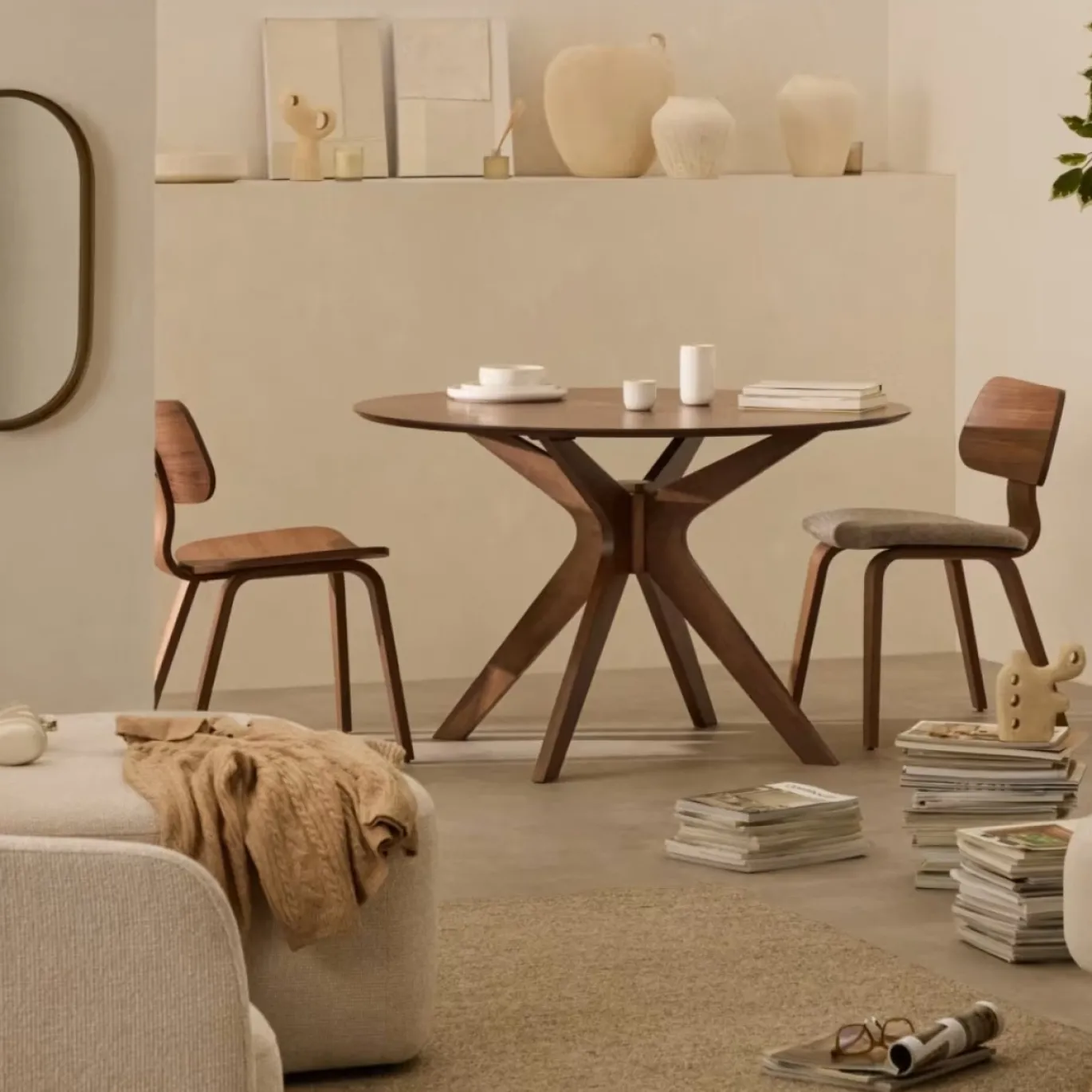 Kave Home Ronde Tafel Naanim Walnootfineer Ø120cm