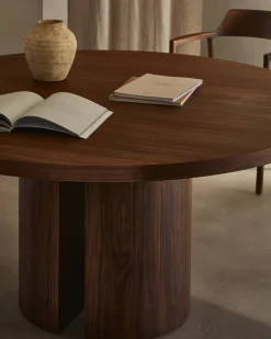 Kave Home Ronde Tafel Nealy Walnootfineer Donkere Afwerking Ø150cm