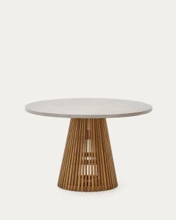 Kave Home Ronde Tuintafel Alcaufar Teakhout en Grijs Cement Ø120cm