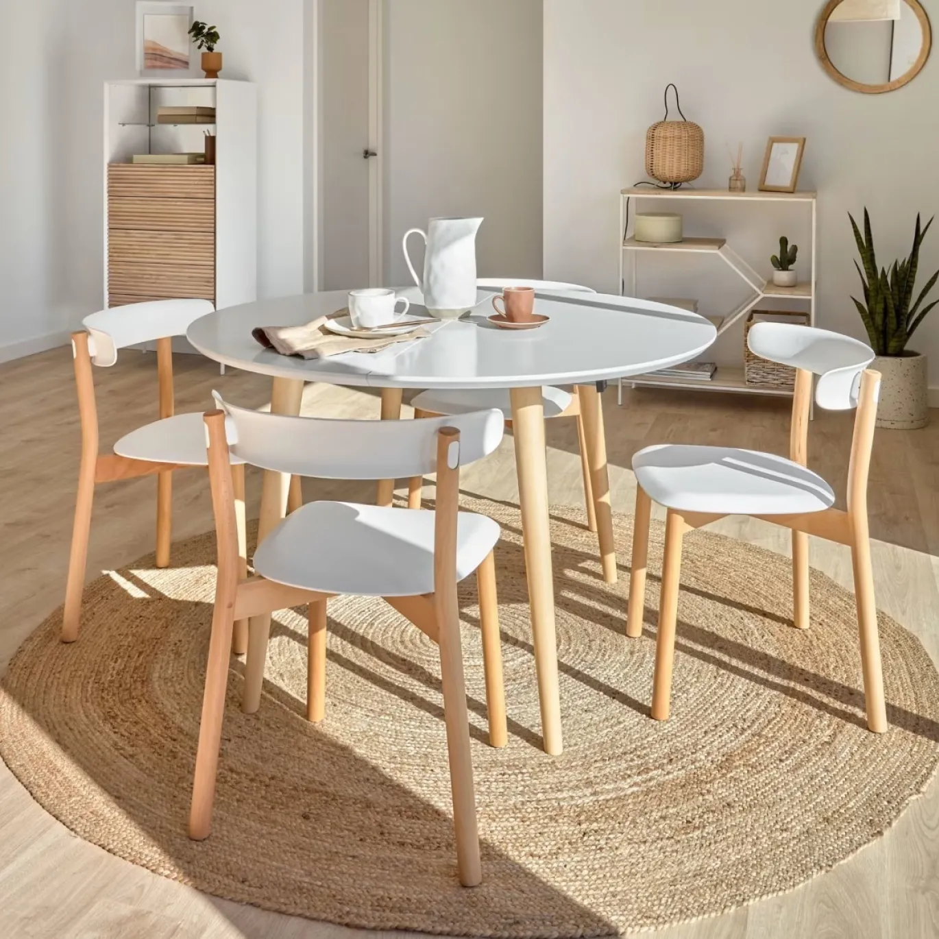 Kave Home Ronde Uitschuifbare Tafel Oqui Wit Ø120-200cm