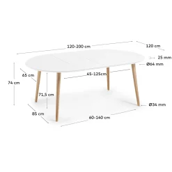 Kave Home Ronde Uitschuifbare Tafel Oqui Wit Ø120-200cm