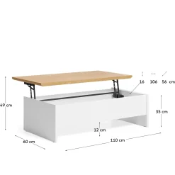 Kave Home Salontafel Abilen Eikenfineer Wit 110x60cm