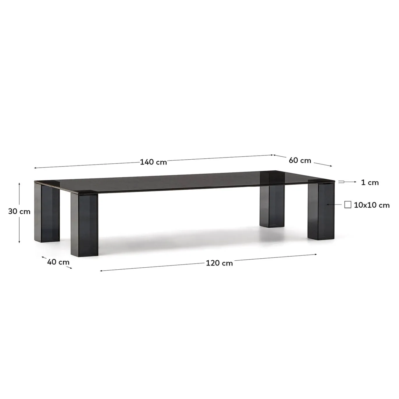 Kave Home Salontafel Adularia Glas Donkergrijs 140cm