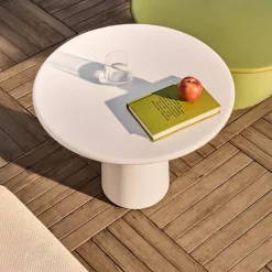 Kave Home Salontafel Albanella Cement met Glanzend Witte Afwerking Ø65cm
