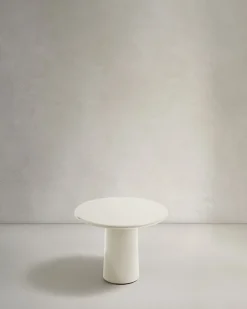 Kave Home Salontafel Albanella Cement met Glanzend Witte Afwerking Ø65cm
