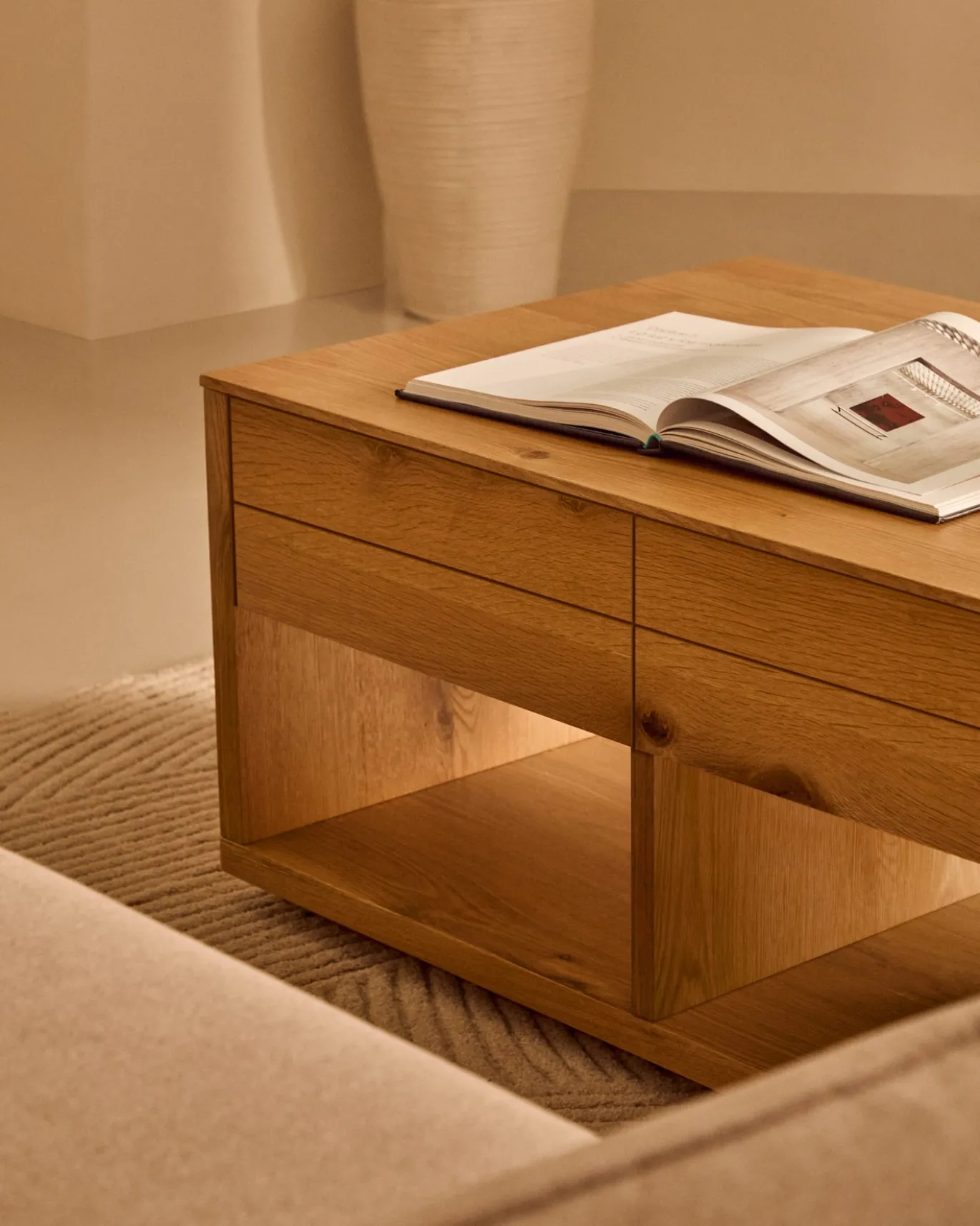 Kave Home Salontafel Alguema Naturel 2-Lades 140cm