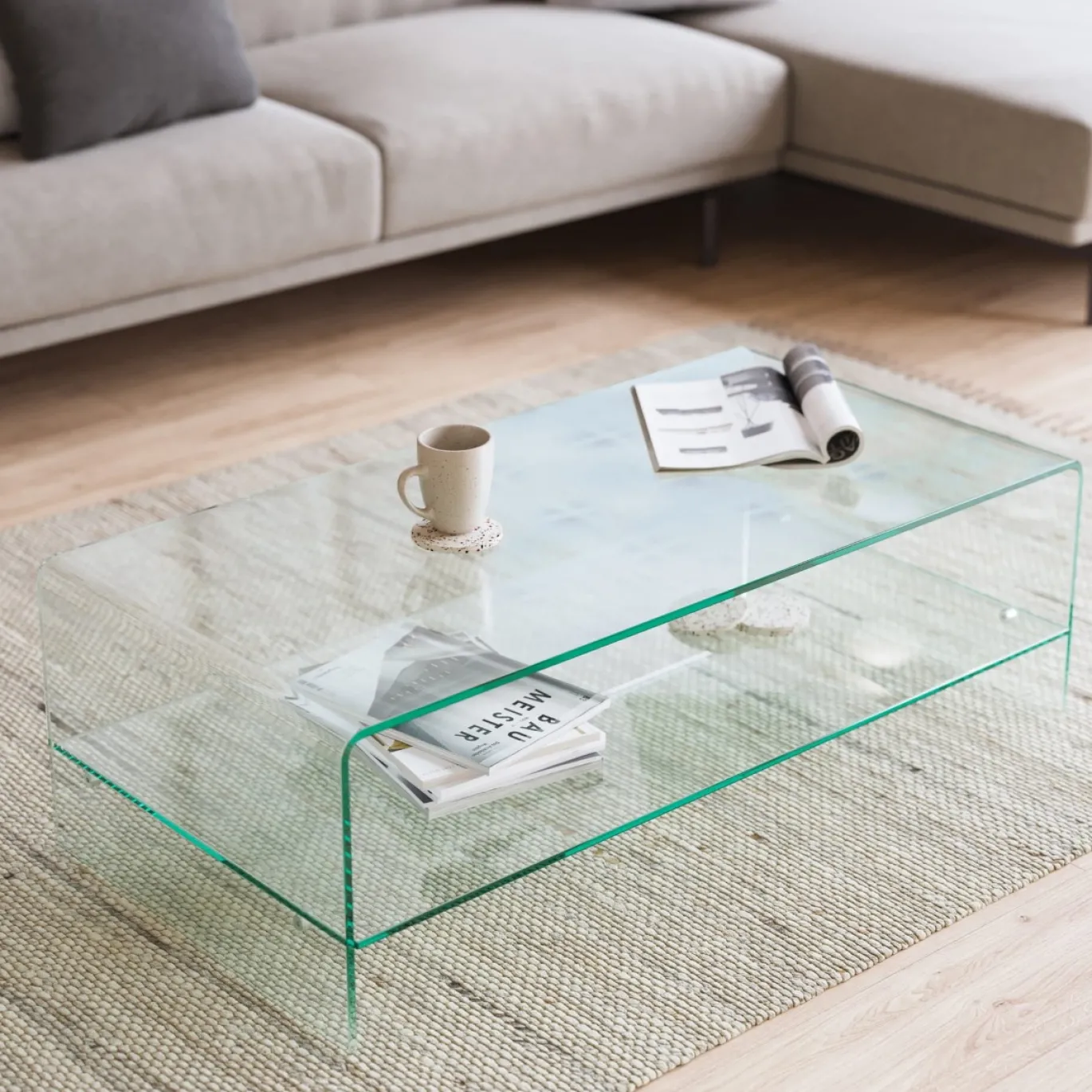 Kave Home Salontafel Burano Glazen 110x55cm