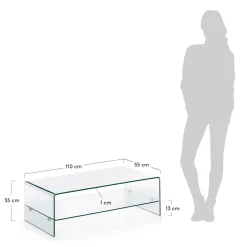 Kave Home Salontafel Burano Glazen 110x55cm