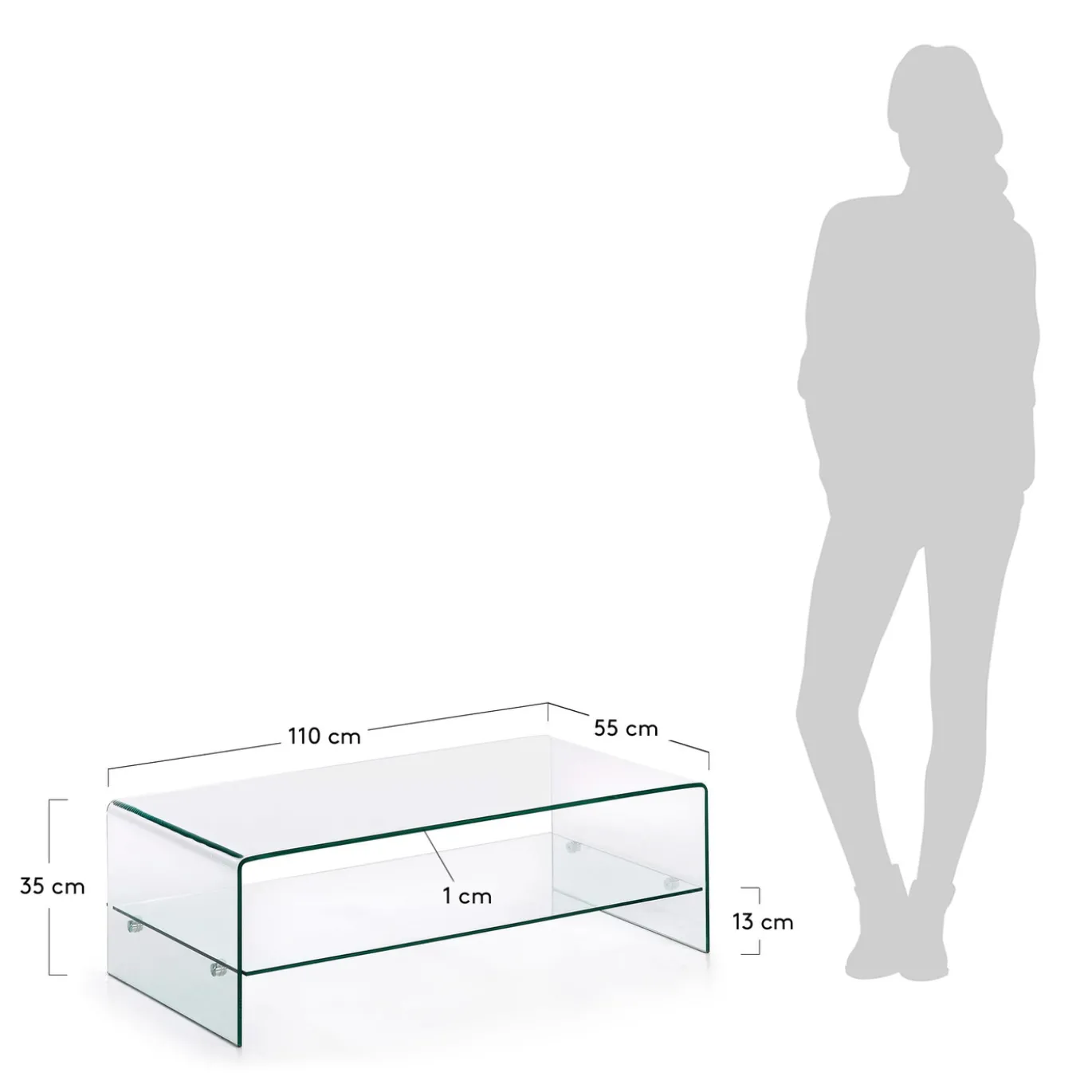 Kave Home Salontafel Burano Glazen 110x55cm