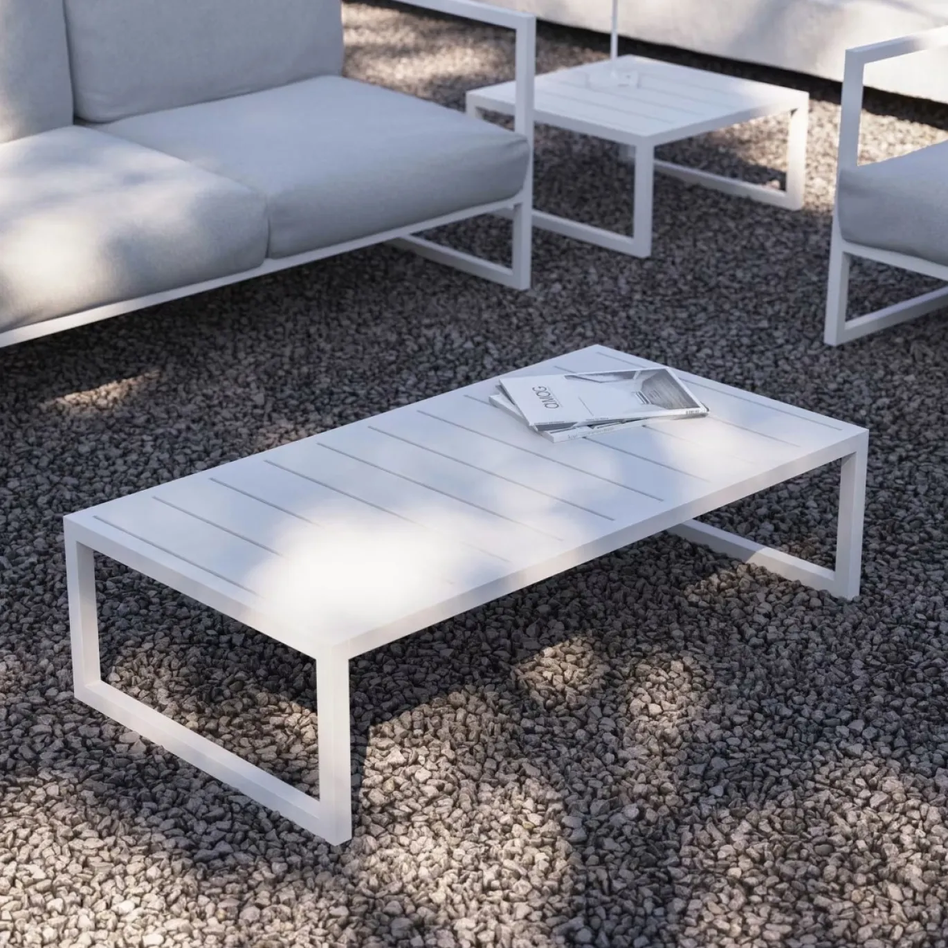 Kave Home Salontafel Comova Outdoor Wit Aluminium 60x114cm