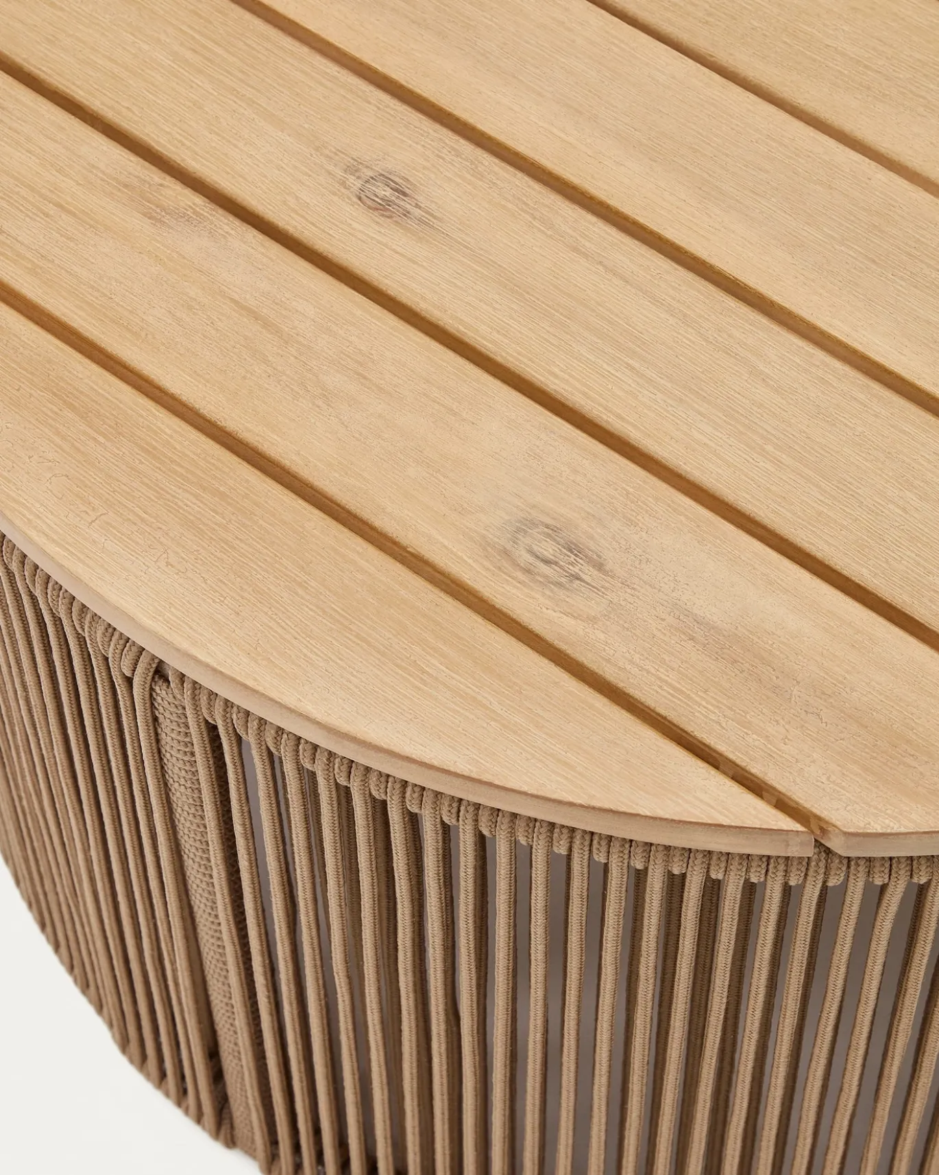 Kave Home Salontafel Dandara Staal Beige Massief Acaciahout Ø60cm